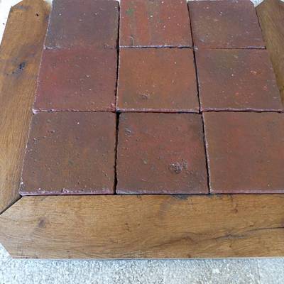 Floor tiles from cut bricks 13